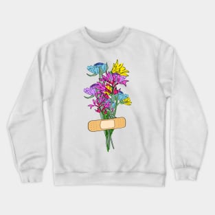 We are healing, flowers with bandaid Crewneck Sweatshirt